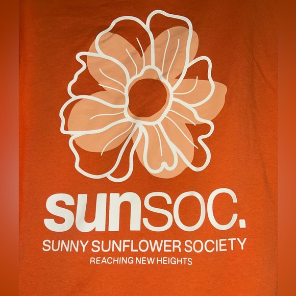 H&M Vibrant Orange Sun Society Heavyweight Soft Graphic Tee - Picture 7 of 10